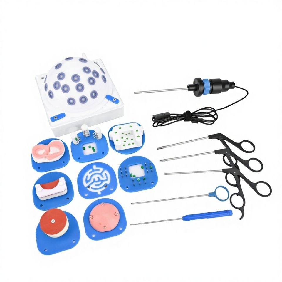 Arthroscopic dome with camera, five instruments and eight training modules